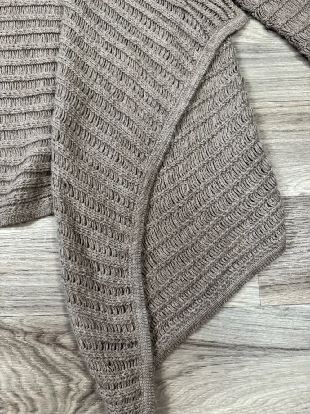 Garnet Hill 100% Baby Alpaca Open Front Drop Stitch Knit Drape Cardigan Medium